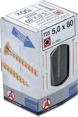 MULTI-PURPOSE SCREWS | T-STAR (FOR TORX) T25 | 5.0 X 80 MM | 50 PCS. (88009)