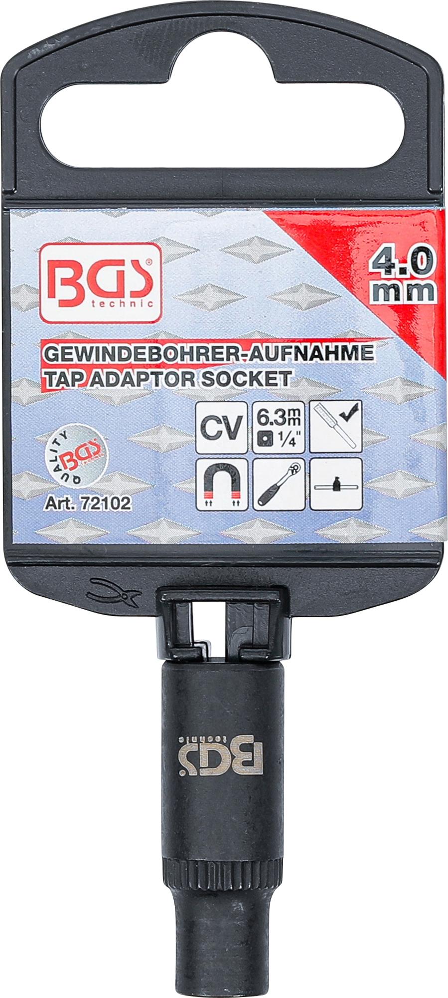 TAP ADAPTOR SOCKET | 6.3 MM (1/4") DRIVE | 4.0 MM (72102)