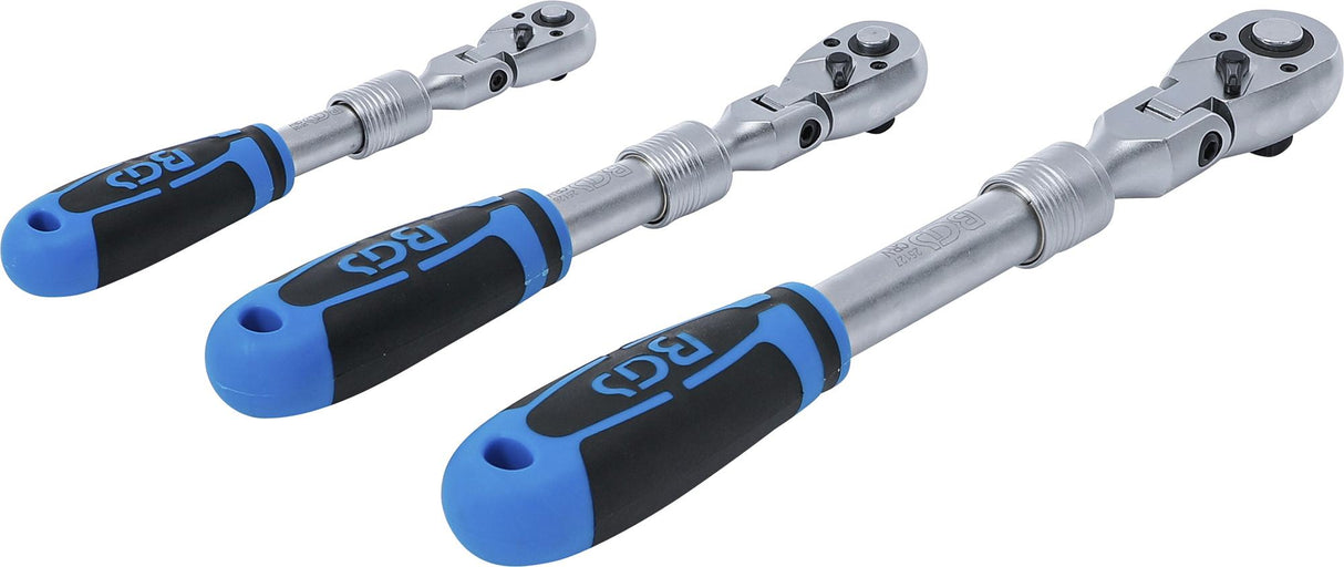 REVERSIBLE RATCHET SET | EXTENDABLE, BENDABLE | 6.3 MM (1/4") - 10 MM (3/8") - 12.5 MM (1/2") | 3 PCS. (25128)
