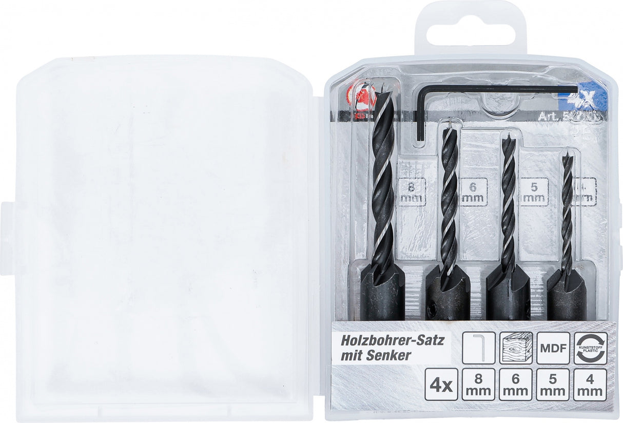 DRILL BITS/MILLING CUTTERS FOR WOOD | 4 PCS | 4-5-6-8 MM (50790)