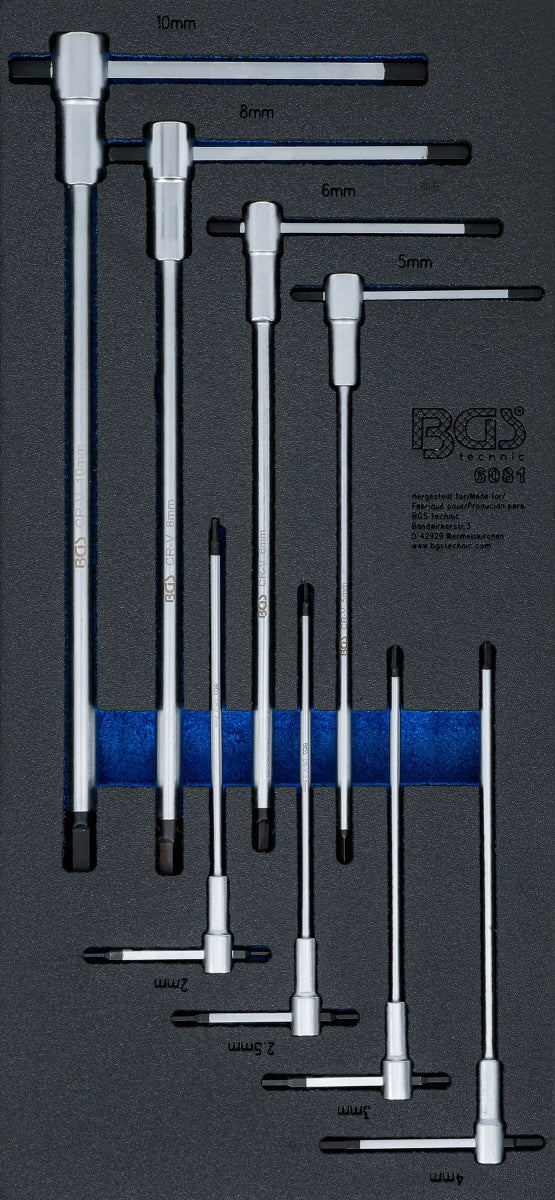 TOOL TRAY 1/3: SCREWDRIVER SET WITH SLIDING T-HANDLE | INTERNAL HEXAGON | 2 - 10 MM | 8 PCS. (6081)