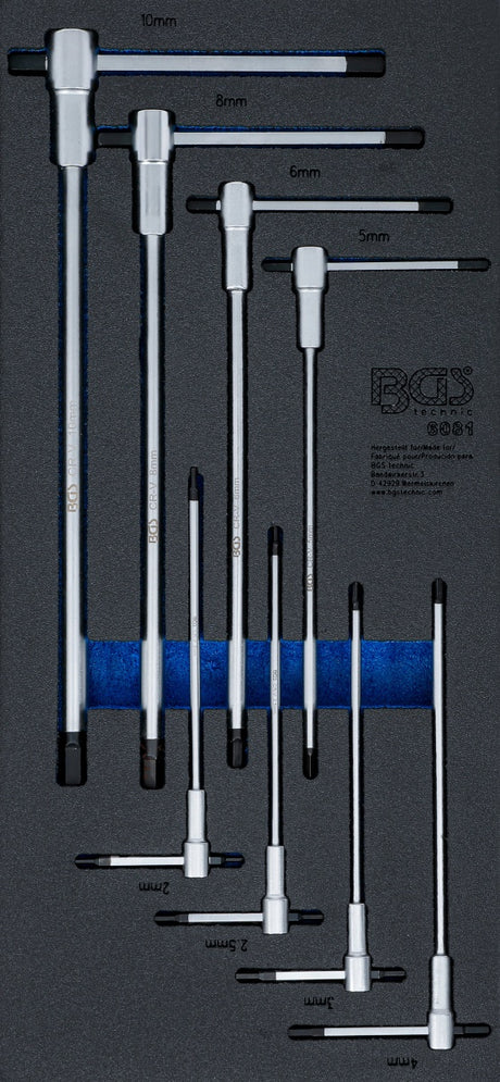 TOOL TRAY 1/3: SCREWDRIVER SET WITH SLIDING T-HANDLE | INTERNAL HEXAGON | 2 - 10 MM | 8 PCS. (6081)