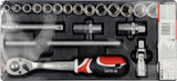 PVC TRAY WITH 1/2" SOCKET SET 10-32MM (YT-5537)