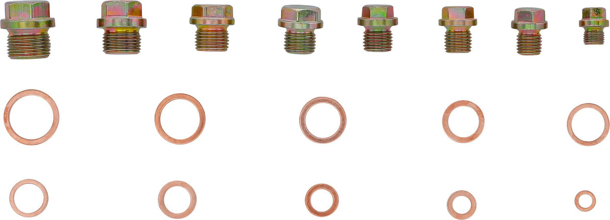 OIL DRAIN PLUG SCREWS AND COPPER SEAL RING ASSORTMENT | 534 PCS. (8118)