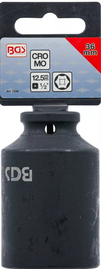 IMPACT SOCKET HEXAGON, DEEP | 12.5 MM (1/2") DRIVE | 36 MM (7236)