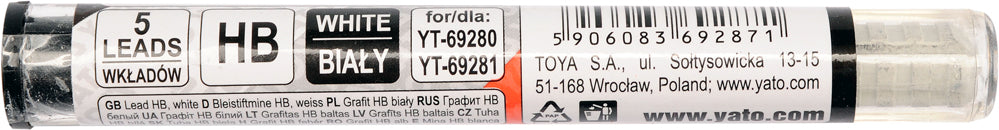 LEAD HB WHITE 5PCS (YT-69287)