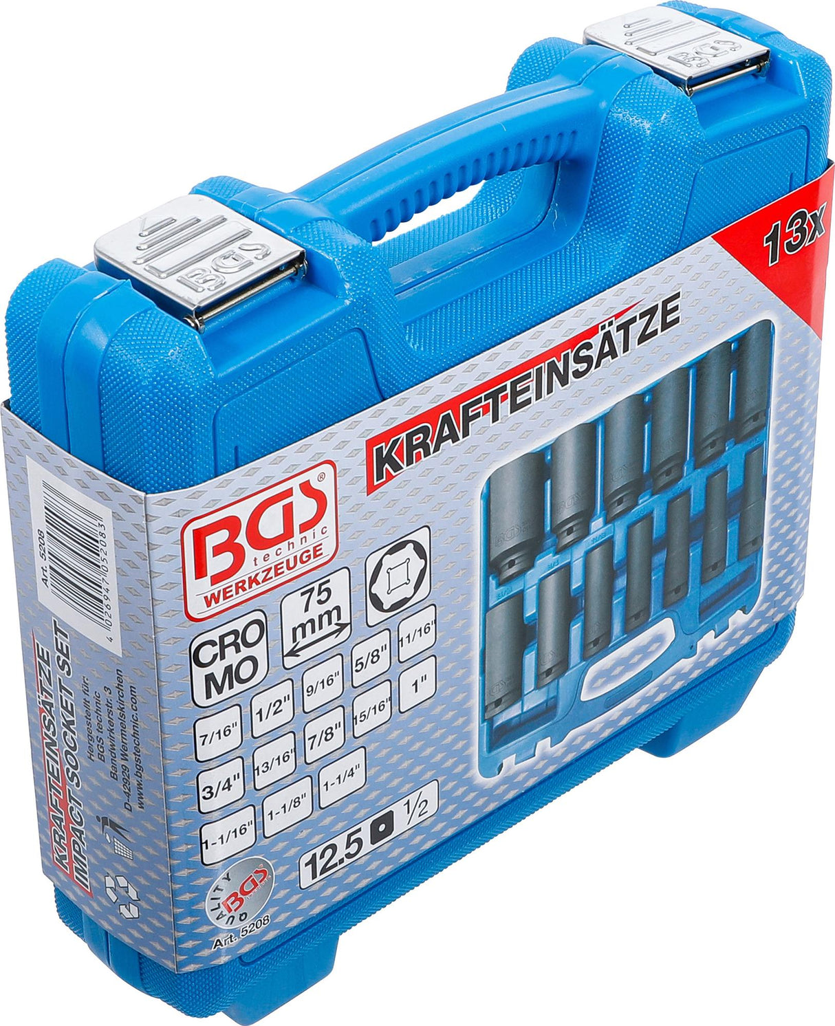 IMPACT SOCKET SET, HEXAGON, DEEP | 12.5 MM (1/2") DRIVE | INCH SIZES | 13 PCS. (5208)