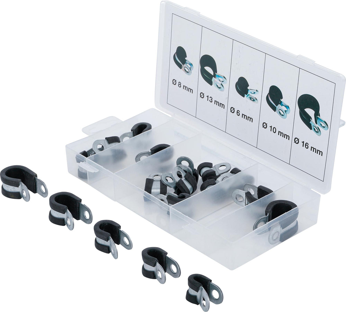 HOSE CLAMP ASSORTMENT, RUBBERIZED | Ø 6 - 16 MM | 18 PCS. (14145)