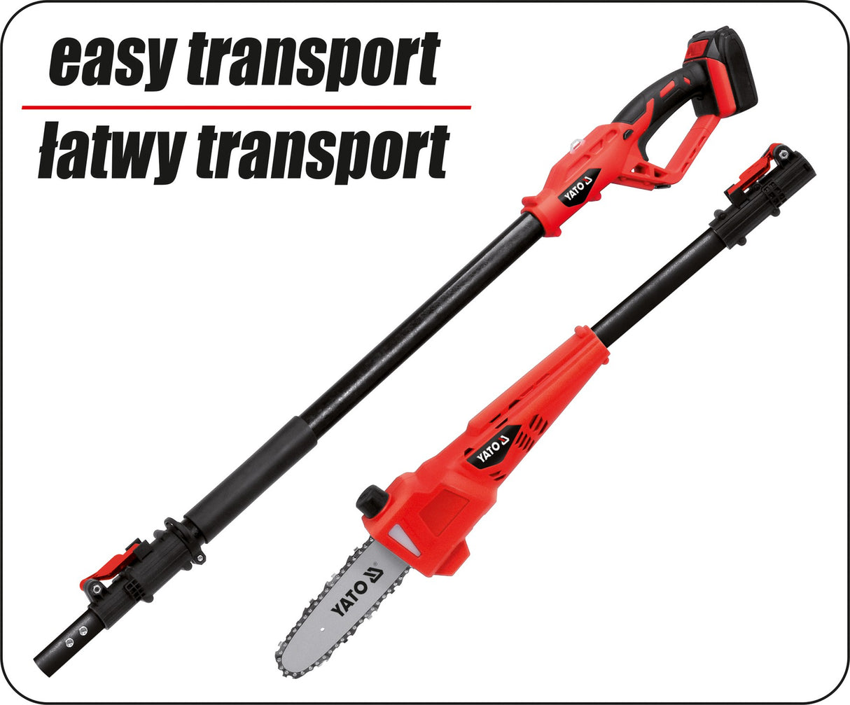 TELESCOPIC CHAIN SAW 18V 8'' - 2AH (YT-82836)
