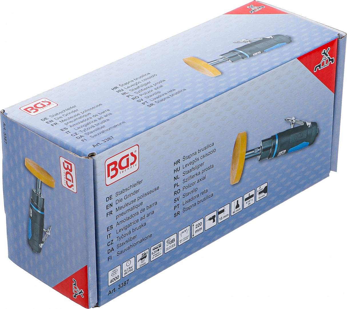 AIR DIE GRINDER | WITH TIP / ERASER | 220 MM | 1/4" | 6 MM (3387)