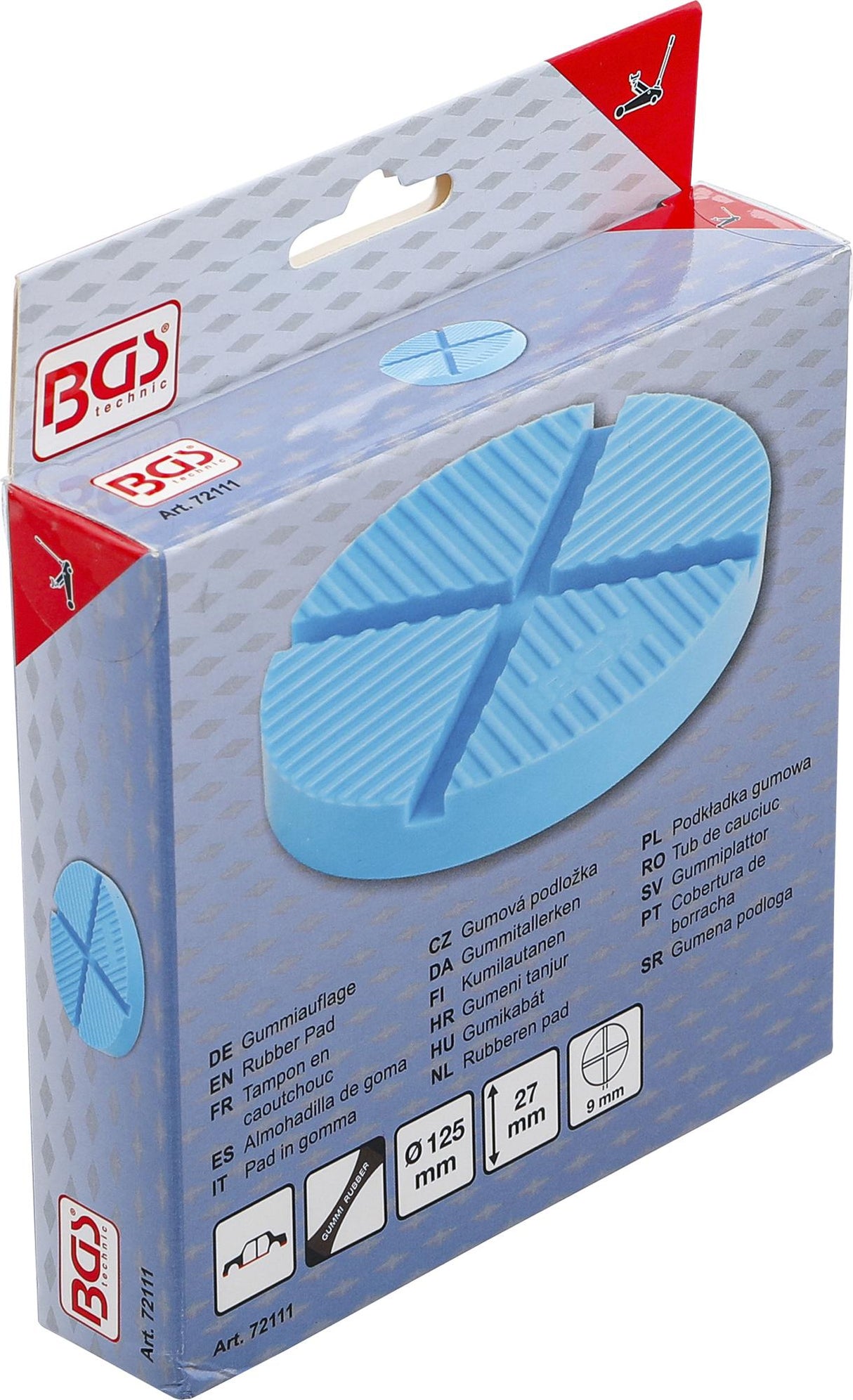 RUBBER PAD | FOR FLOOR JACK | 125 X 27 MM (72111)
