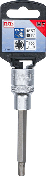 BIT SOCKET | LENGTH 100 MM | 12.5 MM (1/2") DRIVE | SPLINE (FOR RIBE) | M7 (4162)