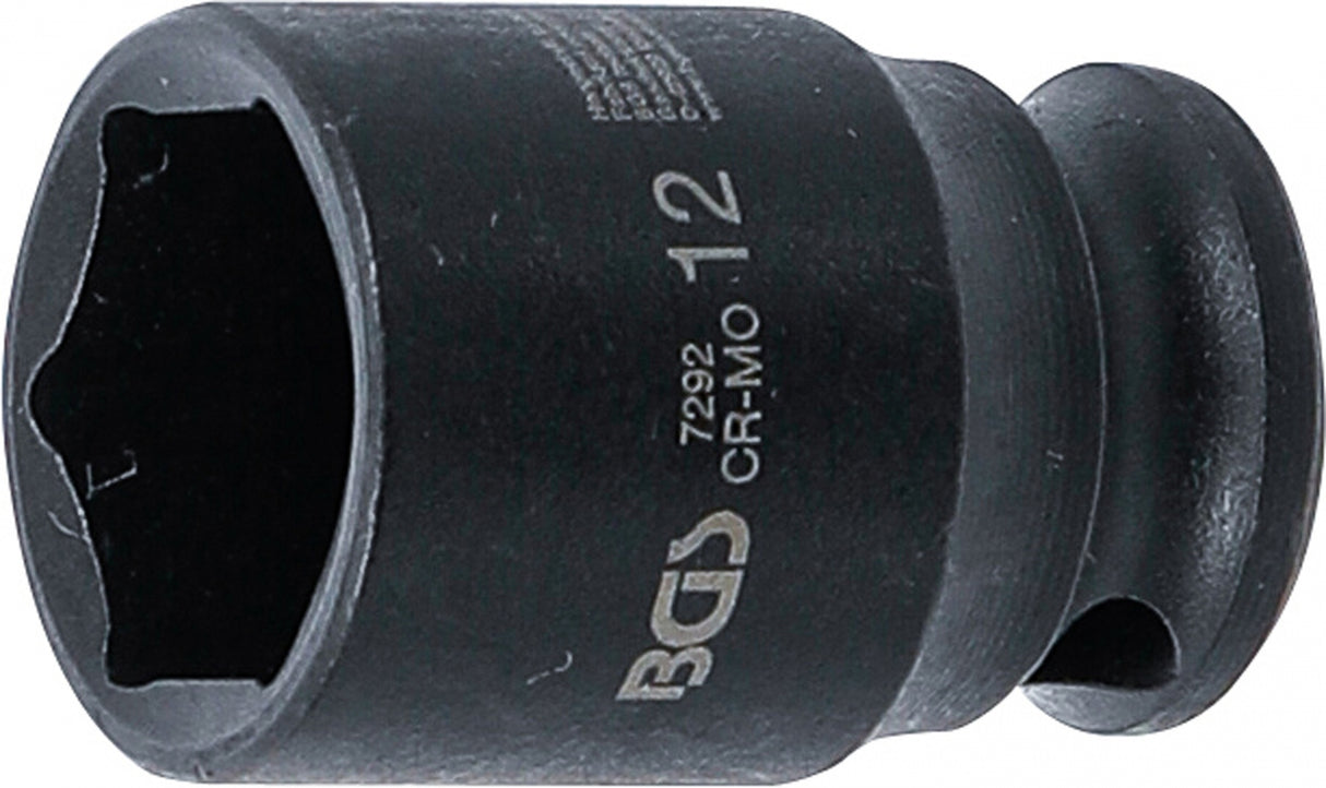 IMPACT SOCKET, HEXAGON | 6.3 MM (1/4") DRIVE | 12 MM (7292)