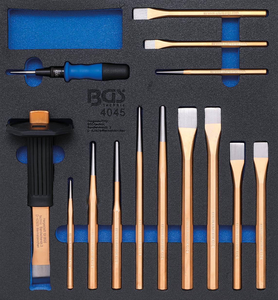 TOOL TRAY 2/3: CENTRE PUNCHES, CHISELS, PIN PUNCHES | 14 PCS. (4045)