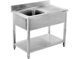 STAINLESS STEEL TABLE WITH SINK | 100 X 60 CM (YG-30900)