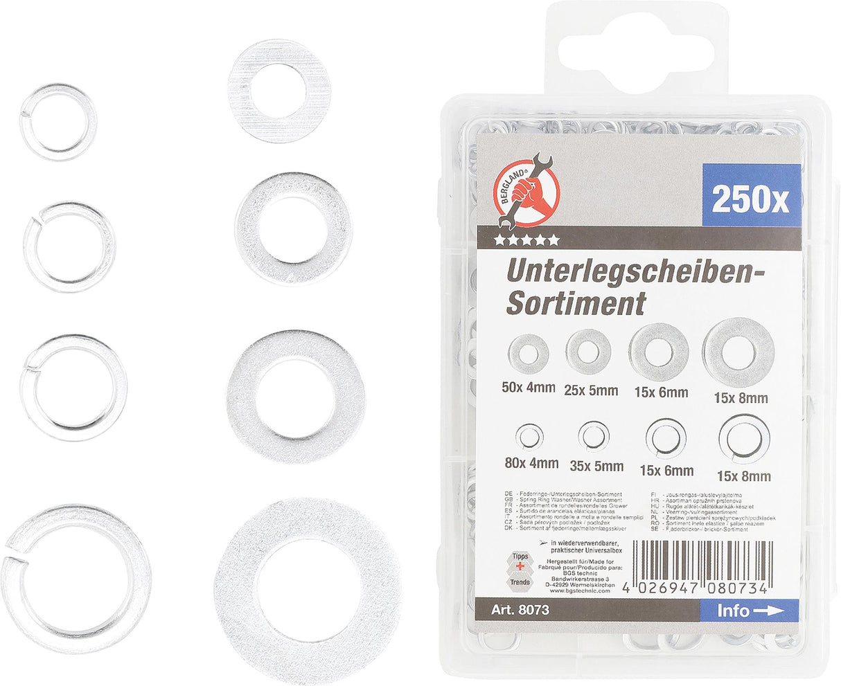 SPRING WASHER ASSORTMENT | Ø 4 - 8 MM | 250 PCS. (8073)