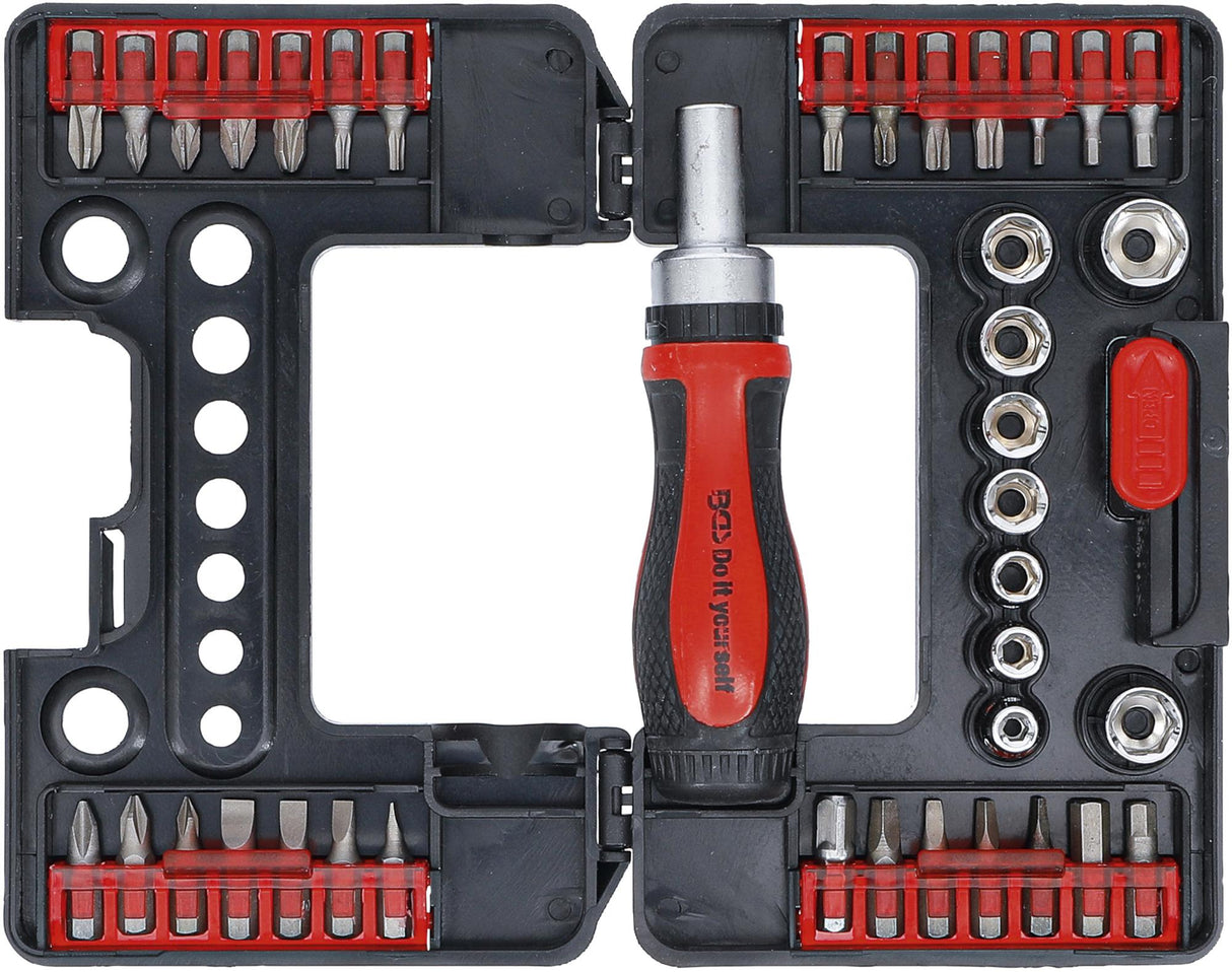 BIT / SOCKET SET | WITH RATCHET SPINNER HANDLE FOR BITS, REVERSIBLE | 38 PCS. (20138)