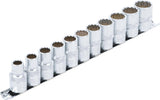 SOCKET SET, 12-POINT | 12.5 MM (1/2") DRIVE | 10 - 21 MM | 11 PCS. (9107)