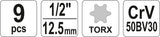 TORX SOCKET SET E10-E24 9PCS (YT-0521)