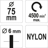 CUP BRUSH NYLON 75MM FOR DRILL (YT-47782)