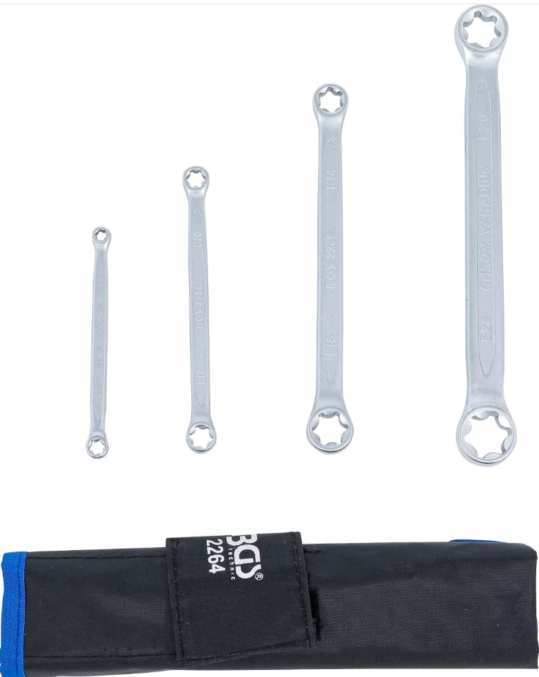 DOUBLE RING SPANNER SET WITH E-TYPE RING HEADS | E6 X E8 - E20 X E24 | 4 PCS. (2264)