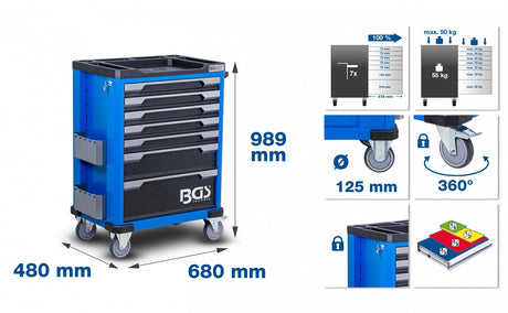 TOOL CABINET ON WHEELS | WITH TOOLS | 7 DRAWERS | 246 PCS (6068)