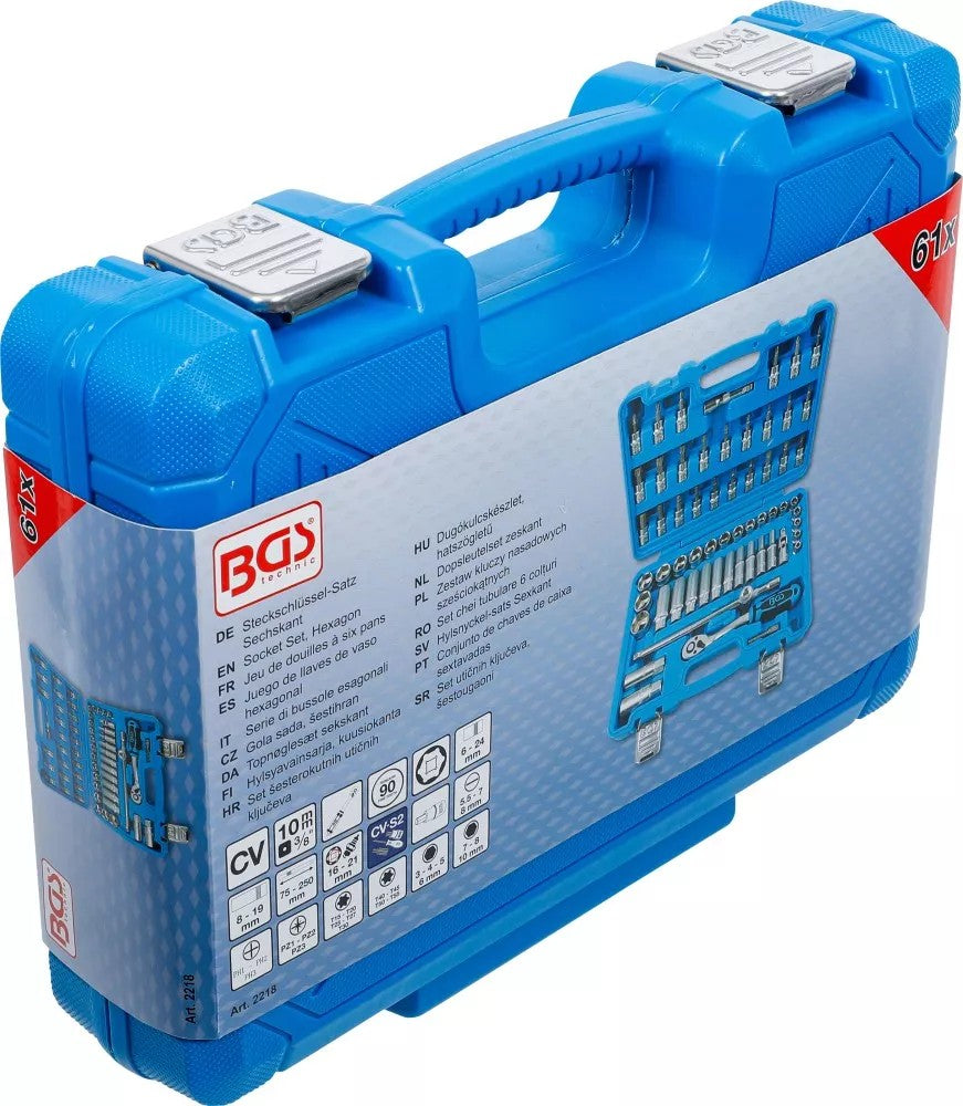 SOCKET SET, HEXAGON | 10 MM (3/8") DRIVE | 61 PCS. (2218)