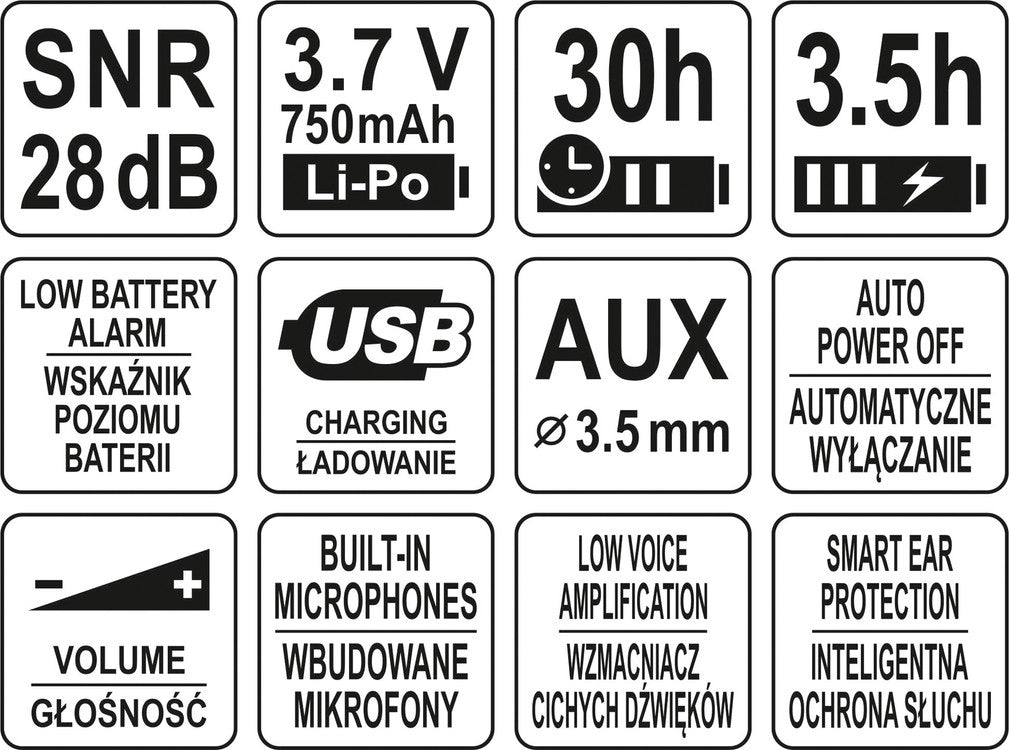 ELECTRONIC EARMUFFS W/ INT. EAR PROTEC. (YT-74625)
