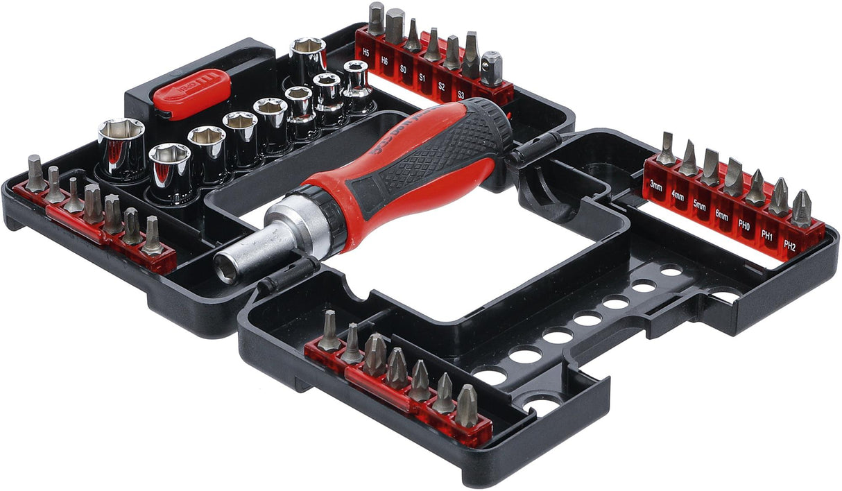 BIT / SOCKET SET | WITH RATCHET SPINNER HANDLE FOR BITS, REVERSIBLE | 38 PCS. (20138)