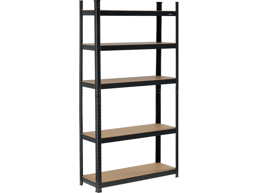 STORAGE RACK BLACK | 5 SHELVES | HDF BOARDS | 180 X 90 X 40 CM (78486)