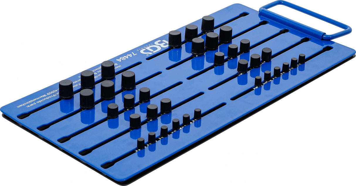 MAGNETIC PEGBOARD | WITH EXTERNAL SQUARE | FOR 36 SOCKETS | 6.3 MM (1/4"), 10 MM (3/8"), 12.5 MM (1/2") DRIVE (74484B)