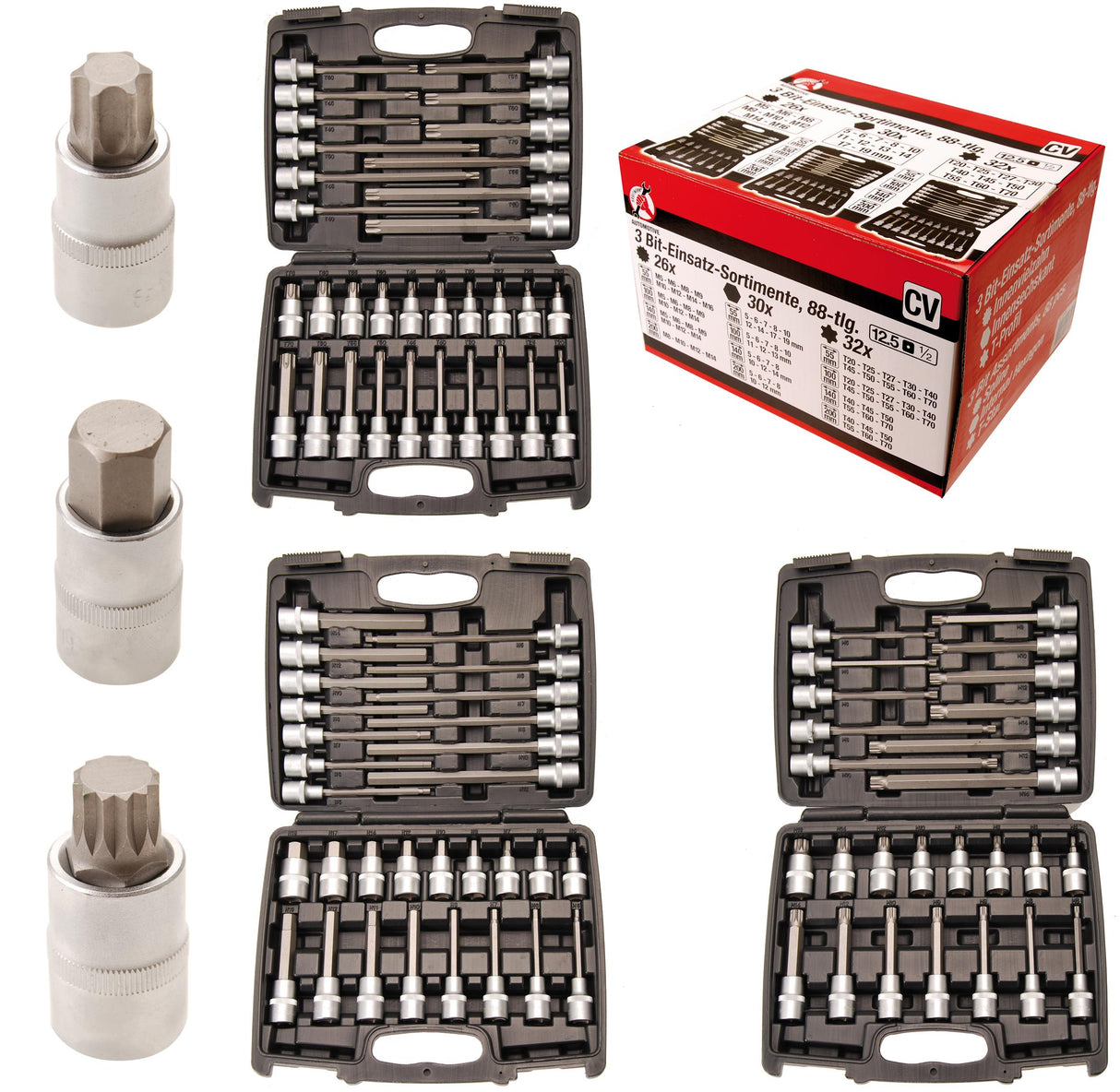 BIT SOCKET ASSORTMENT | 12.5 MM (1/2") DRIVE | 88 PCS. (5186)