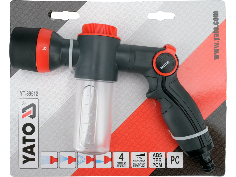 WATER HOSE SPRAY GUN WITH 4 FUNCTIONS AND DISPENSER | (YT-89512)