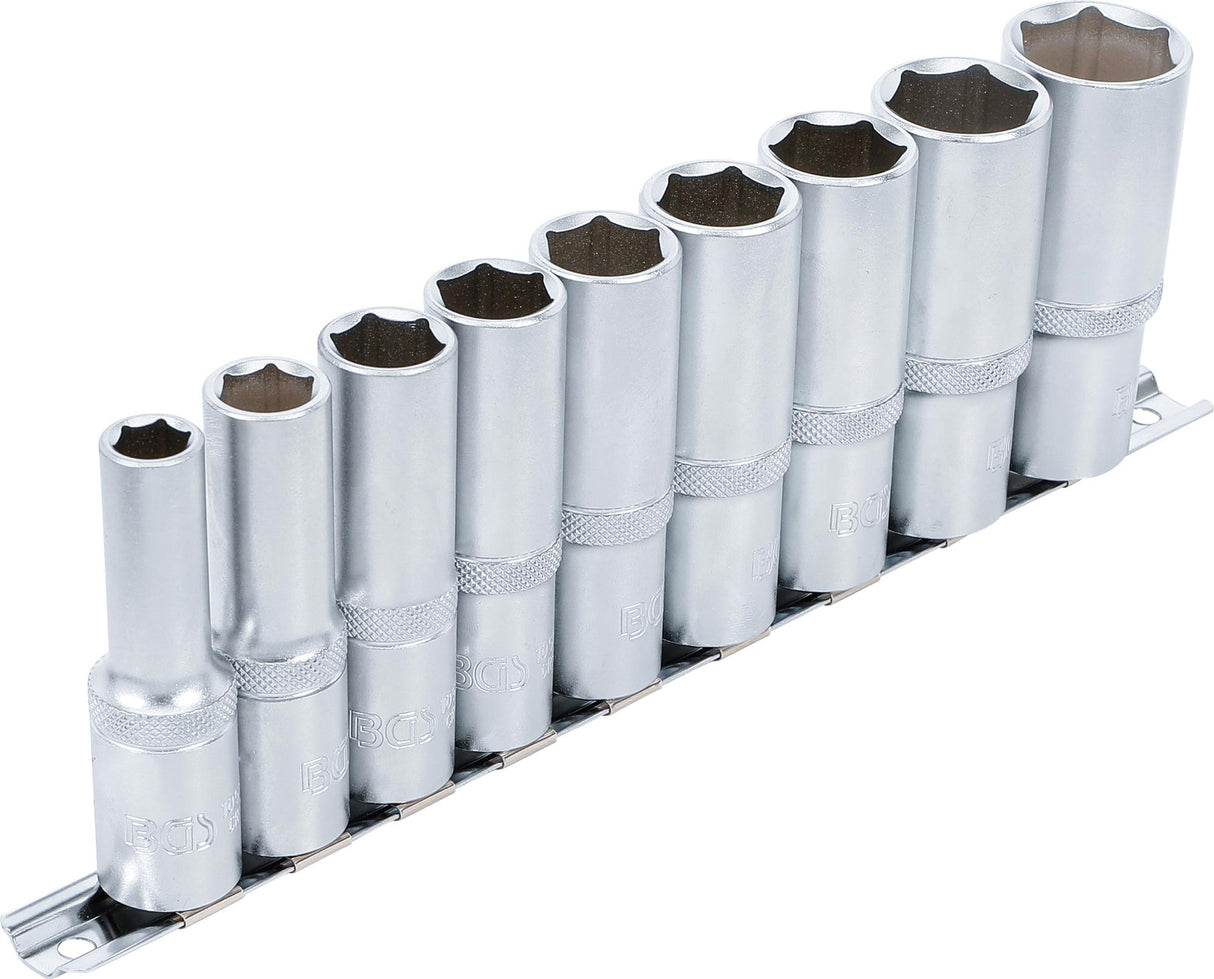 SOCKET SET, HEXAGON, DEEP | 12.5 MM (1/2") DRIVE | 10 - 24 MM | 9 PCS. (2223)