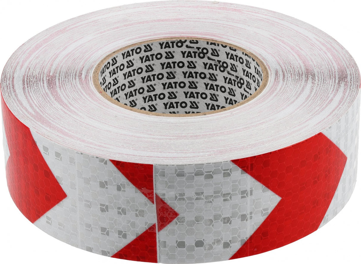 REFLECTIVE RED/WHITE NON-SLIP PVC TAPE FOR STAIRS AND WALKWAYS | 49 MM X 45.7 M (YT-72510)