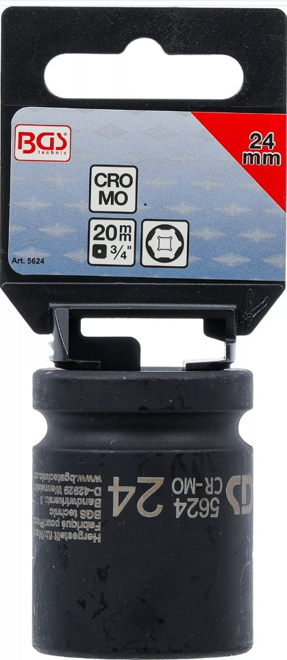 IMPACT SOCKET, HEXAGON | 20 MM (3/4") DRIVE | 24 MM (5624)