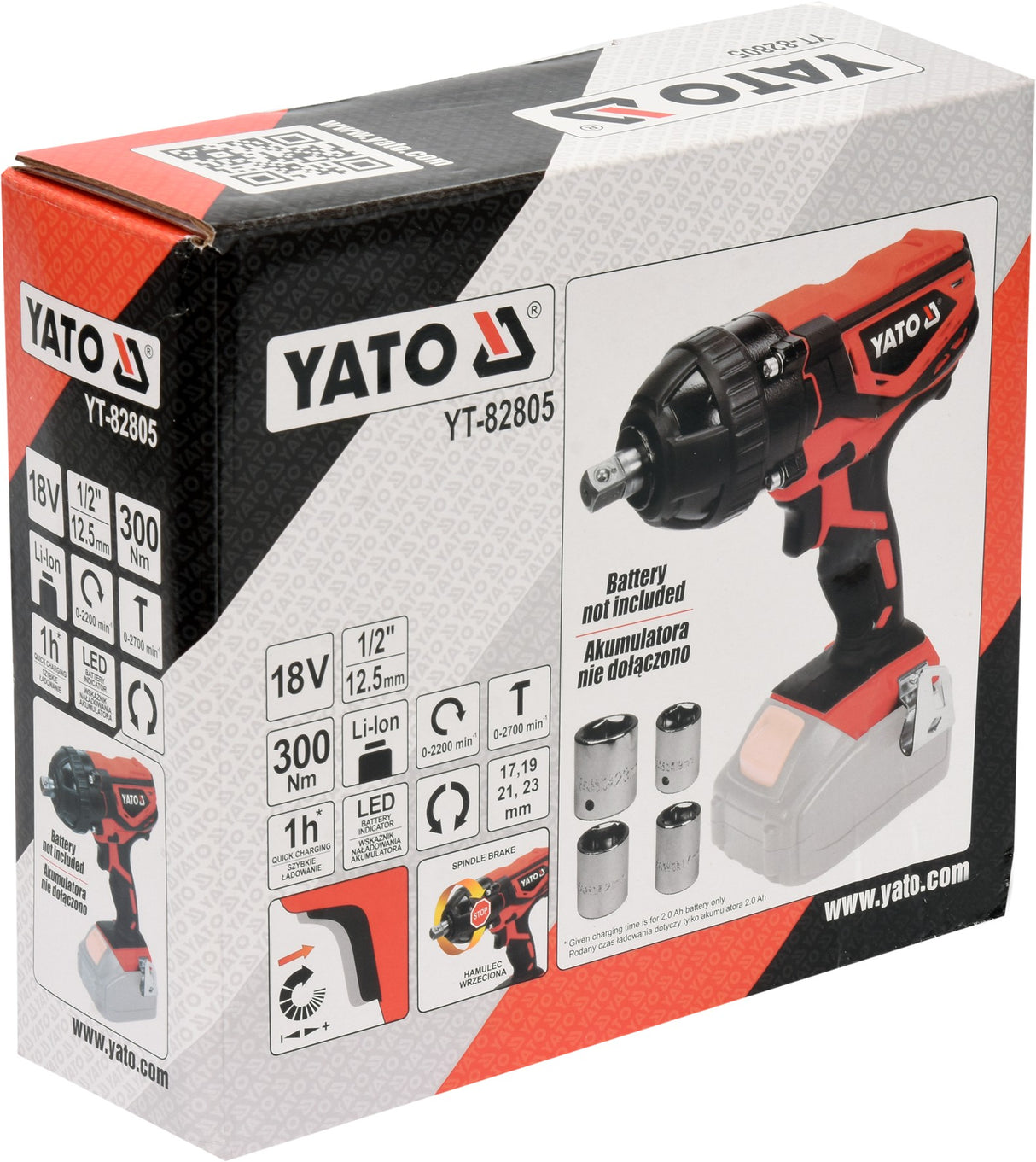 IMPACT WRENCH 18V 1/2'' 300NM - BODY (YT-82805)