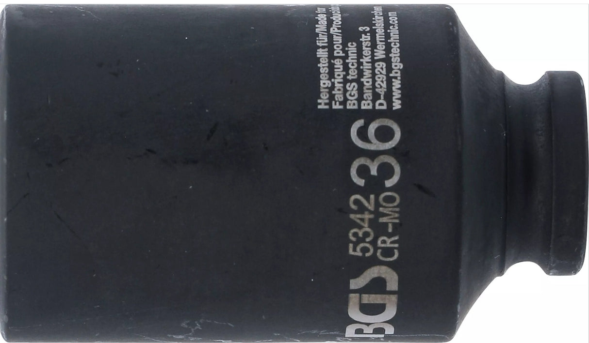 IMPACT SOCKET, 12-POINT, DEEP | 12.5 MM (1/2") DRIVE | 36 MM (5342)
