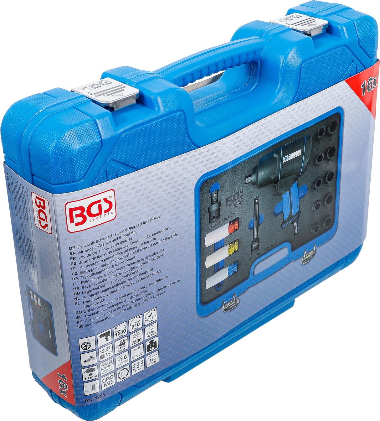 AIR IMPACT WRENCH AND IMPACT SOCKET SET | 12.5 MM (1/2") | 1200 NM | 16 PCS. (5295)