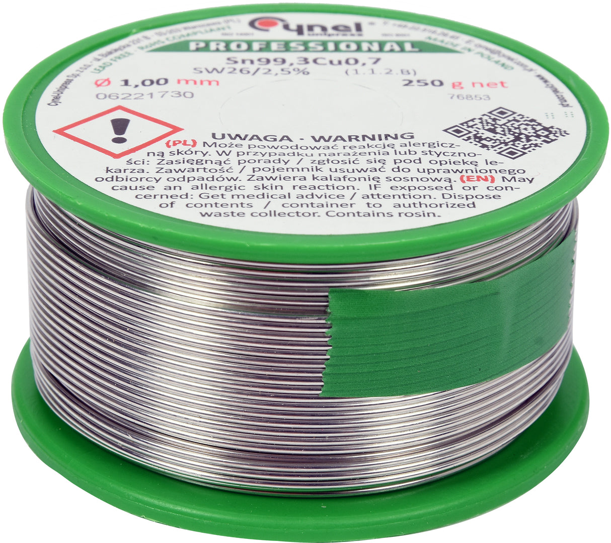 LEAD FREE SOLDER 1MM 250G (76853)