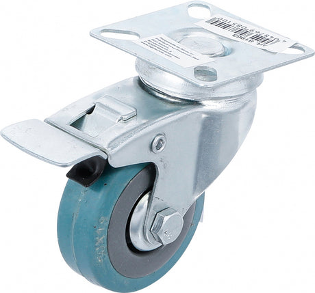 SWIVEL CASTOR WITH BRAKE | RUBBER | WITH ASSEMBLY PLATE | Ø 50 MM (81963)