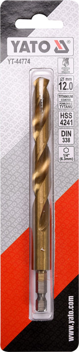 METAL DRILL WITH HEX SHANK 12,0MM TITAN (YT-44774)