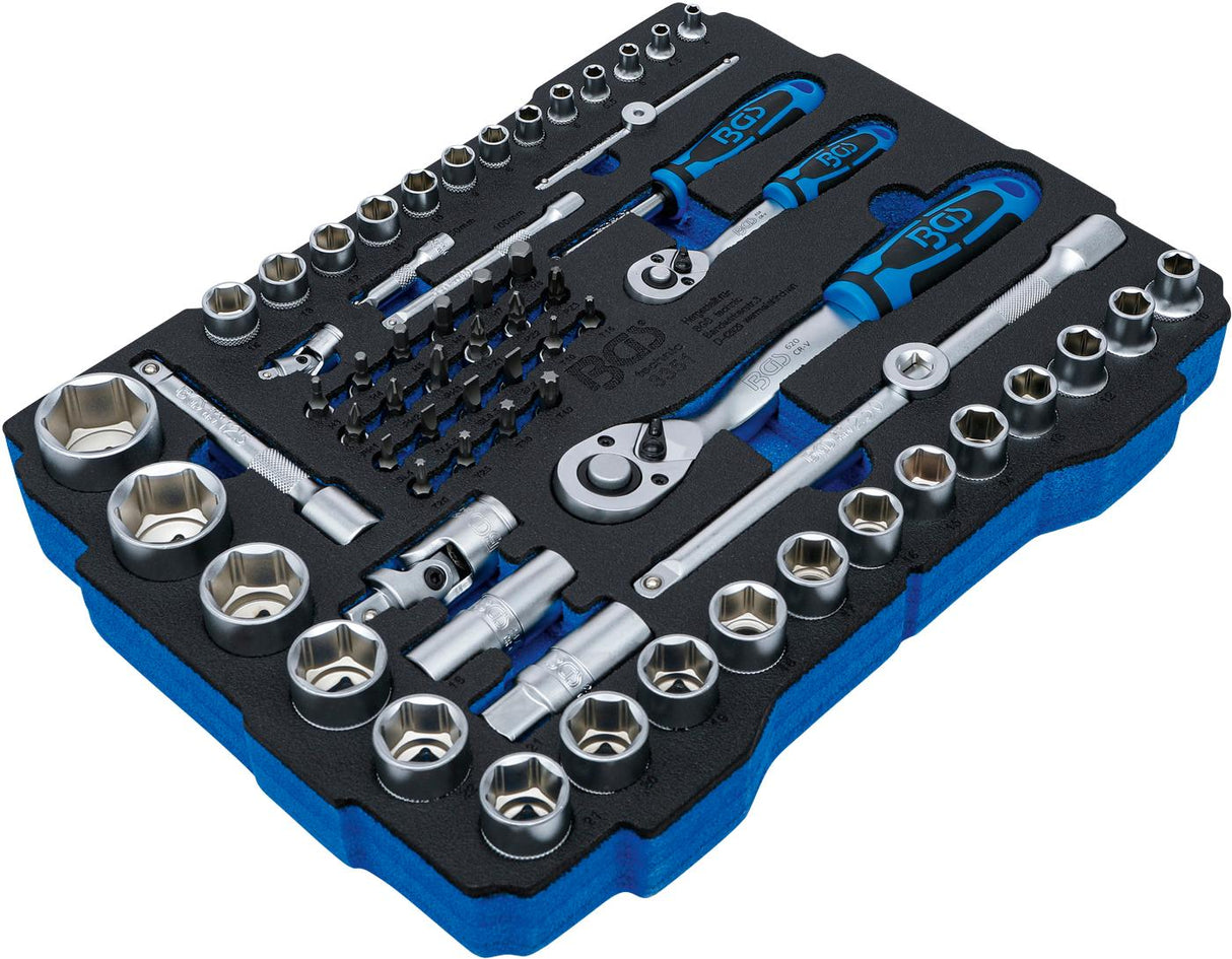 FOAM TRAY FOR BGS BOXSYS1 & 2: SOCKET SET 6.3 MM (1/4") / 12.5 MM (1/2") | BGS SYSTAINER® | 65 PCS. (3351)