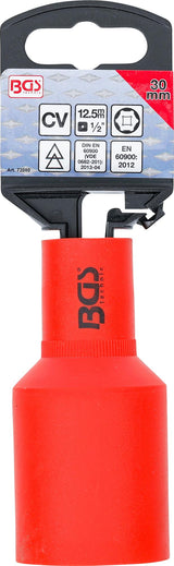 VDE SOCKET, HEXAGON | 12.5 MM (1/2") DRIVE | 30 MM (72080B)