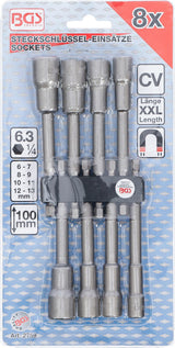 SOCKET SET, HEXAGON | EXTRA LONG | 6.3 MM (1/4") DRIVE | FOR ELECTRIC DRILLS | 6 - 13 MM | 8 PCS. (2759)
