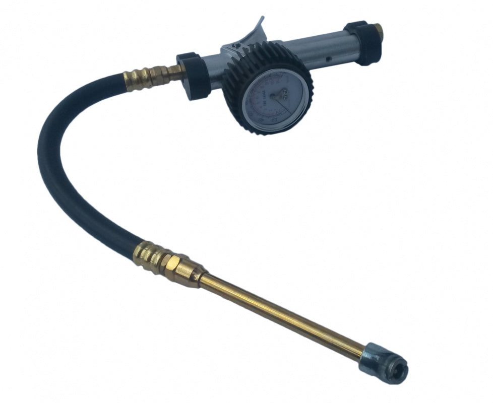 INFLATOR GUN WITH PRESSURE GAUGE 11 BAR AND EXTENSION FOR DUAL WHEELS (H1828L)