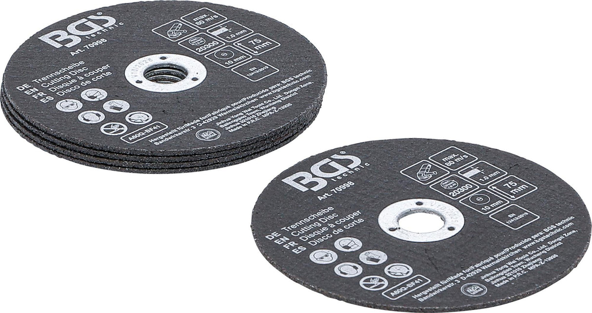 CUTTING DISC SET | FOR STAINLESS STEEL | Ø 75 X 1.0 X 10 MM | 5 PCS. (70998)