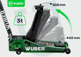 LOW PROFILE HYDRAULIC JACK WITH WHEELS WÜBER W22003 | DOUBLE PISTON | 65-500 MM | 3 T (W22003)