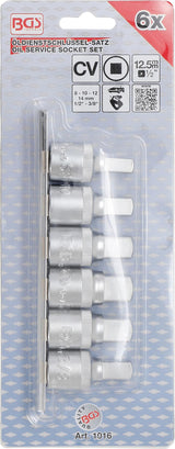 OIL SERVICE SOCKET SET | 12.5 MM (1/2") DRIVE | INTERNAL SQUARE | 6 PCS. (1016)