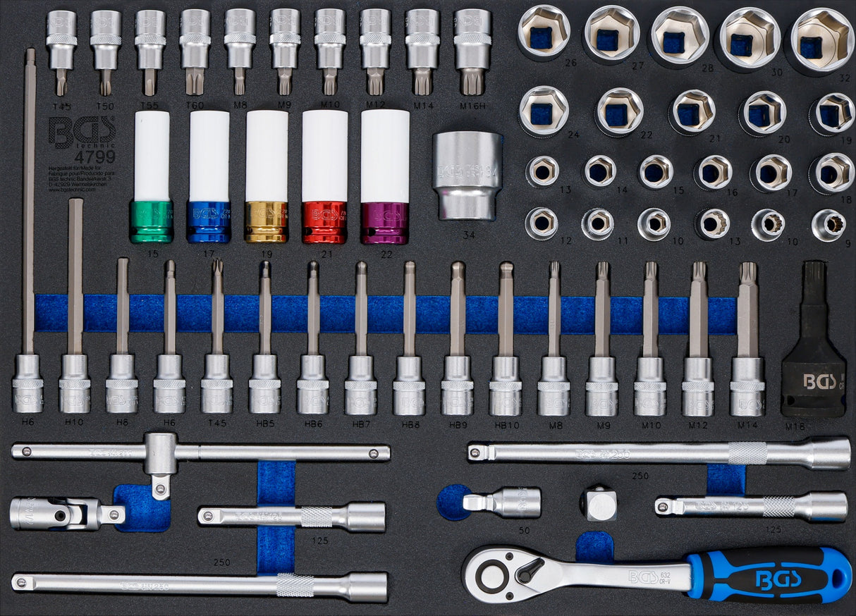 TOOL CASE 3/3: SOCKETS, BITS, EXTENSIONS, RATCHET | 64 PCS (4799)